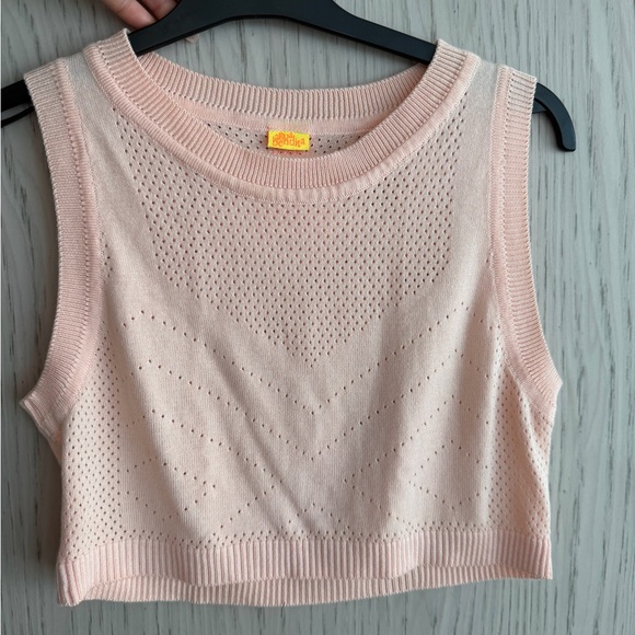 Agua Bendita Tops - Agua Bendita Pink Knit Crop Top